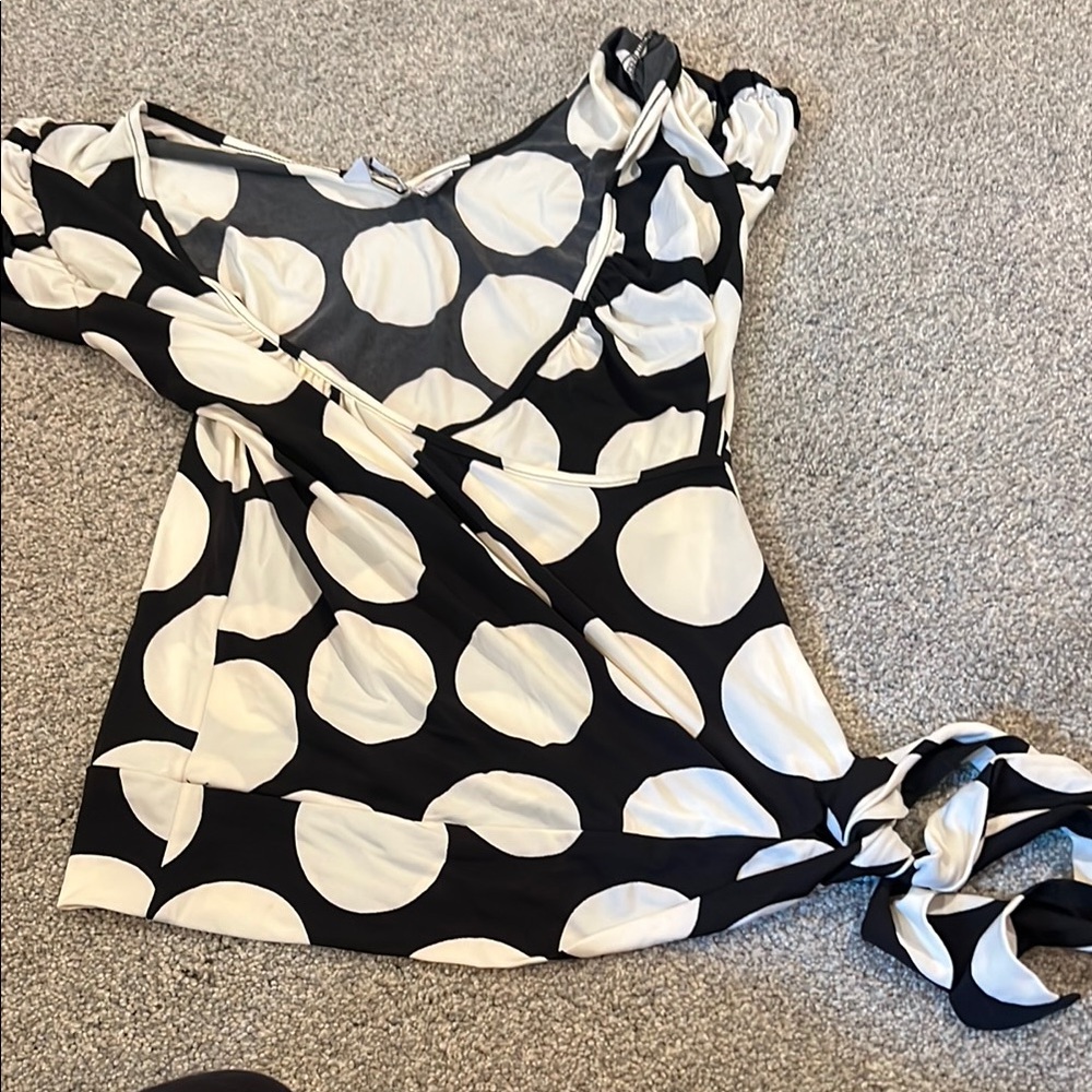Speechless Black and White Polka Dot Blouse
